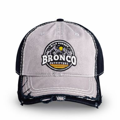 Distressed Low Profile Hat | Light Gray & Black | WILD HORSES Desert Logo