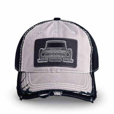 Distressed Low Profile Hat | Light Gray & Black | WILD HORSES Silhouette Logo