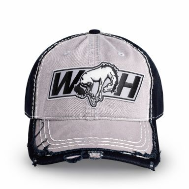 Distressed Low Profile Hat | Light Gray & Black | WILD HORSES WH Gray Logo