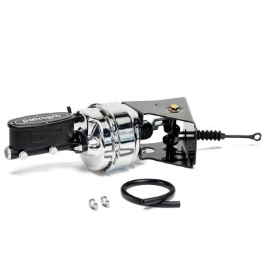 Power Brake Kit | Chrome Booster, Black Wilwood Master | 1967-77 Ford Bronco