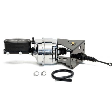 Power Brake Kit | Chrome Booster, Black Wilwood Master | 1967-77 Ford Bronco