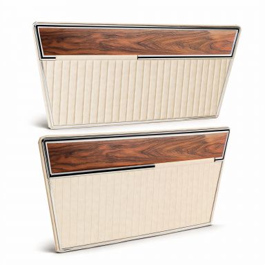 Deluxe Vinyl Door Panels | Parchment + Woodgrain, Pair | 1968-77 Ford Bronco