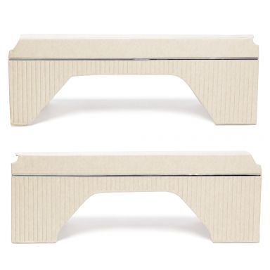 Interior Quarter Panel Trim Inserts | OE Type, Pair , Parchment Vinyl | 66-76 Ford Bronco