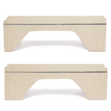 Interior Quarter Panel Trim Inserts | No Top, Parchment Vinyl, Pair | 66-76 Ford Bronco