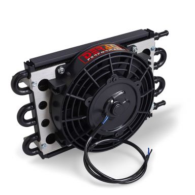 6 Pass Remote Oil Cooler with Electric Fan | 11/32 inch Barb Inlets