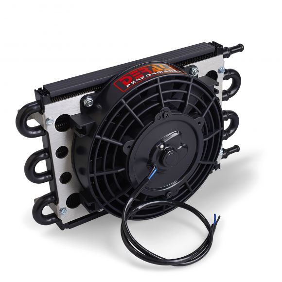 6 Pass Remote Oil Cooler with Electric Fan | 11/32 inch Barb Inlets