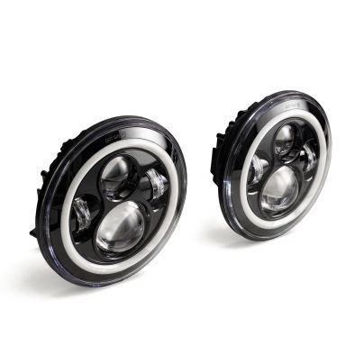 Revolution LED Headlights | Black with Halo, 7 inch Round | 66-78 Bronco, 48-78 Ford Truck