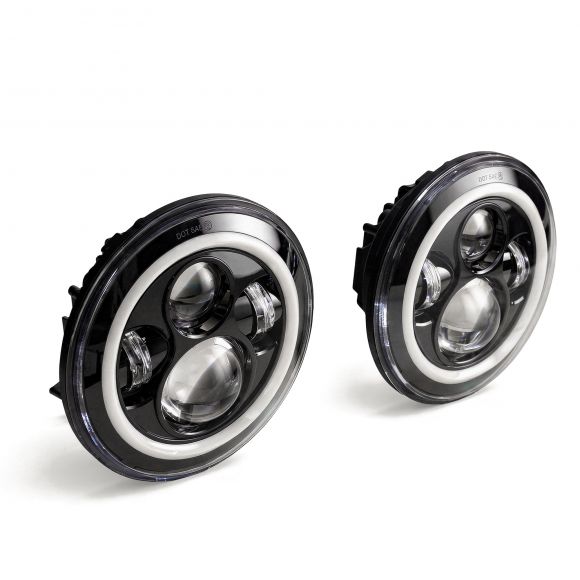 Revolution LED Headlights | Black with Halo, 7 inch Round | 66-78 Bronco, 48-78 Ford Truck