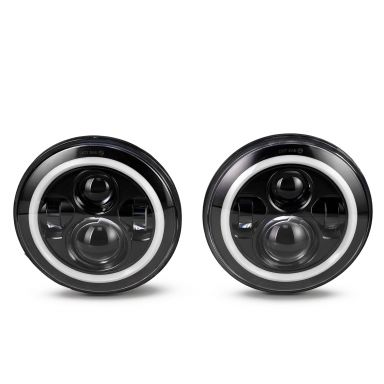 Revolution LED Headlights | Black with Halo, 7 inch Round | 66-78 Bronco, 48-78 Ford Truck