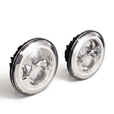 Revolution LED Headlights | Chrome with Halo, 7 inch Round | 66-78 Bronco, 48-78 Ford Truck