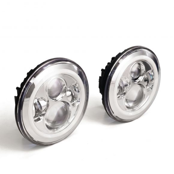 Revolution LED Headlights | Chrome with Halo, 7 inch Round | 66-78 Bronco, 48-78 Ford Truck