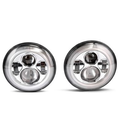 Revolution LED Headlights | Chrome with Halo, 7 inch Round | 66-78 Bronco, 48-78 Ford Truck