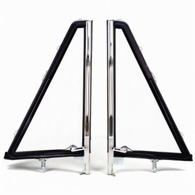 Vent Windows | Chrome with Black - PAIR | 68-77 Bronco - also fits 1966-67