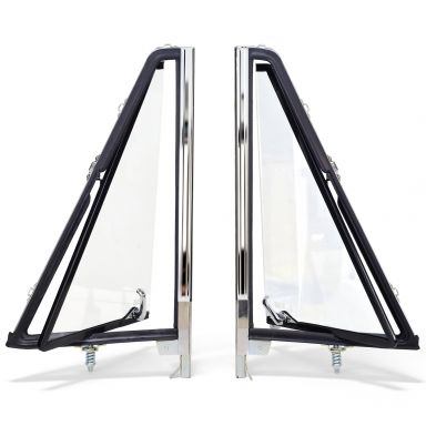 Vent Windows | Chrome with Black - PAIR | 68-77 Bronco - also fits 1966-67
