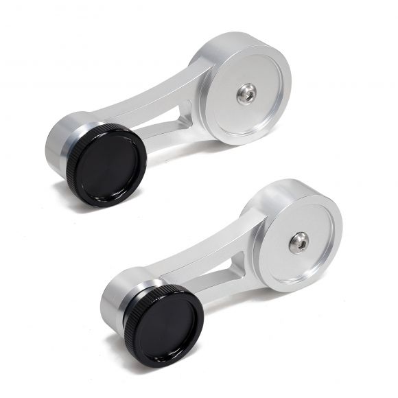 Billet Short Window Crank Handles + Black Knobs | Pair | 68-79 Ford Bronco & Truck