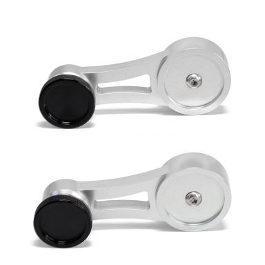 Billet Short Window Crank Handles + Black Knobs | Pair | 68-79 Ford Bronco & Truck