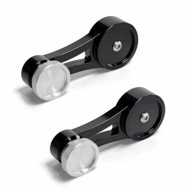 Black Billet Short Window Cranks + Silver Knobs | Pair | 68-79 Ford Bronco & Truck