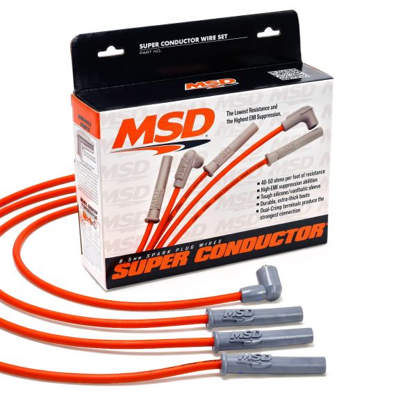 MSD 8.5mm Super Conductor Spark Plug Wires Set | Red | 31199