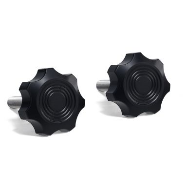 'Route 66' Black Billet Aluminum Windshield Knobs | Pair | 1966-77 Ford Bronco