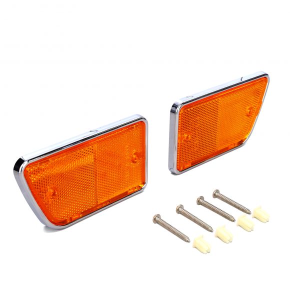 Side Reflector Lenses | Front Amber, Pair | 1968-69 Ford Bronco & Truck