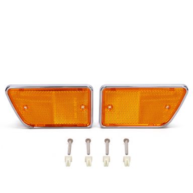 Side Reflector Lenses | Front Amber, Pair | 1968-69 Ford Bronco & Truck