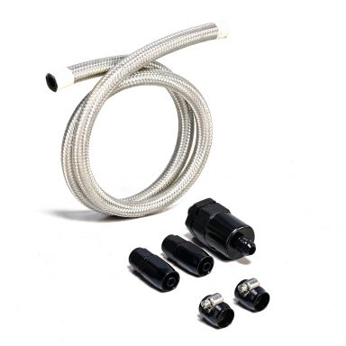 Stainless Mechanical Fuel Pump to Carb Hose Kit + Filter | 1966-77 Ford Bronco