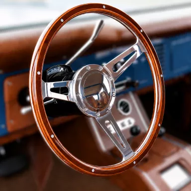 Mark 7 Woody Billet Steering Wheel | Slotted 3 spoke | 14 inch