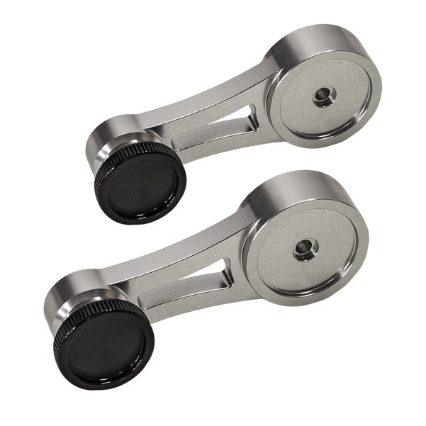 Billet Short Window Crank Handles w Black Knob 68 77 Bronco pair