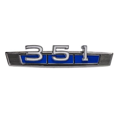 351 Engine Badge Emblem w/Blue Accent, 69-77 Ford Bronco