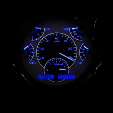Dakota Digital VHX Dash | Silver Alloy & Blue | 66-77 Bronco, 61-66 Ford Truck