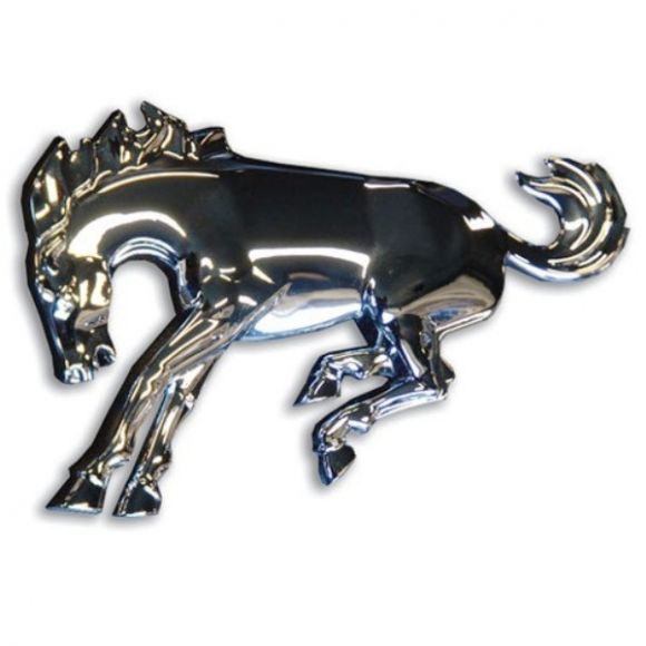 Chrome Bucking Bronco Emblem - Stud Mount, 4.5 x 3