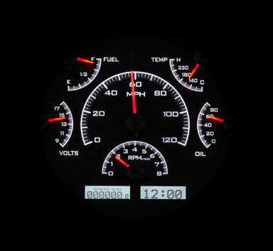 Dakota Digital VHX Dash | Black Alloy & White | 66-77 Bronco, 61-66 Ford Truck
