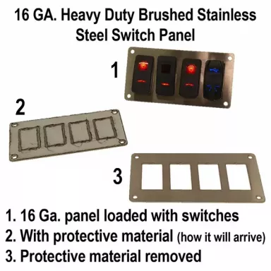 Rocker Switch Panel | 4 Switches | Brushed Stainless