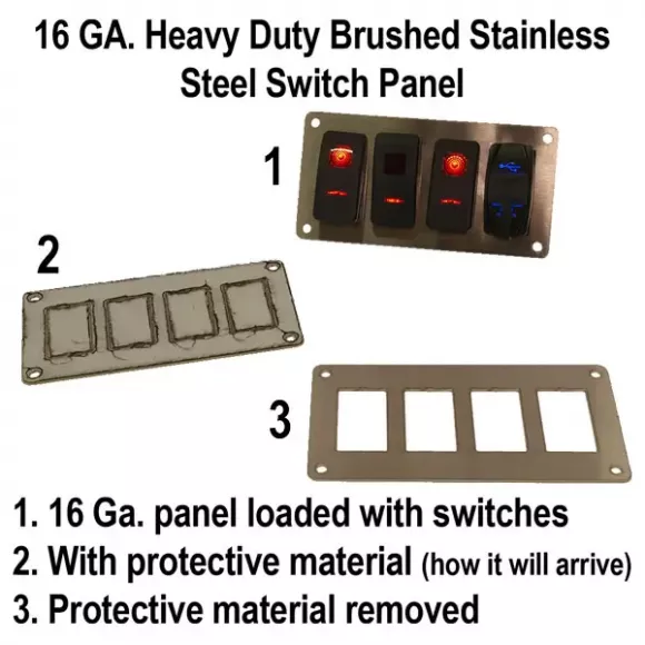 Rocker Switch Panel | 4 Switches | Brushed Stainless