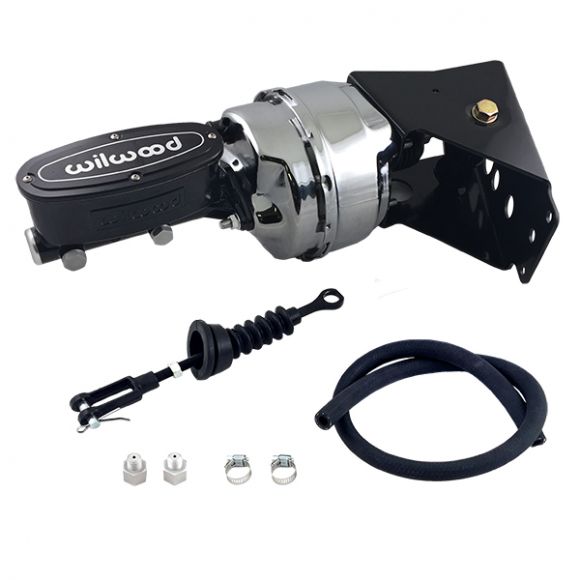 Power Brake Kit, Chrome Booster & Black Wilwood Master Cylinder, 67-77 Ford Bronco