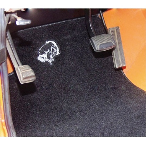 WH Bucking Bronco Logo Carpeted Floor Mats Black 66 77 Bronco